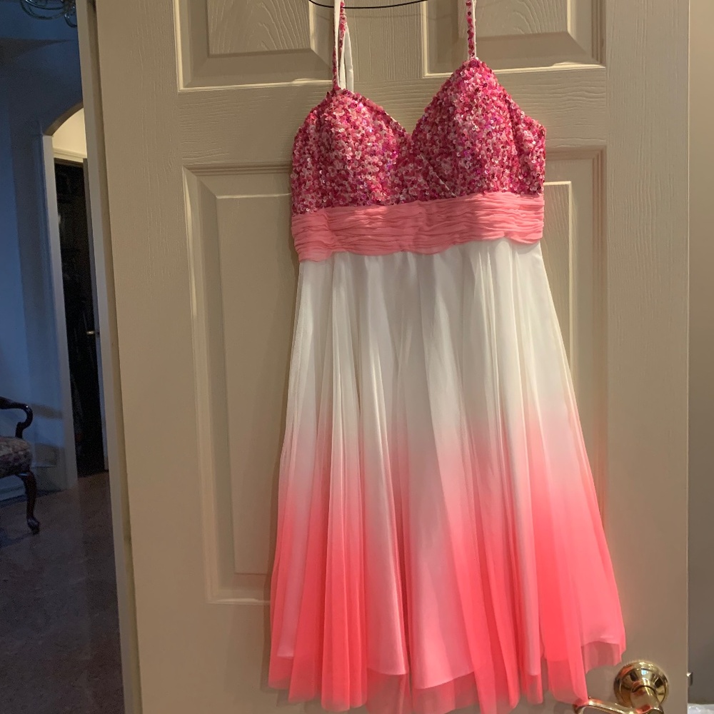 Scala Pink/White Embellished Lined  Dress sz 6